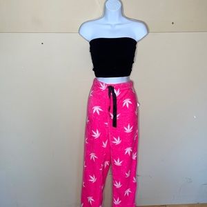 Size medium polyester pink weed print pajamas pants only. Top not included